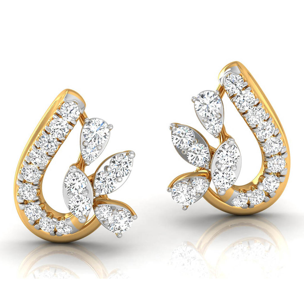Daily Spark Paisley Leaf Diamond Stud Earrings