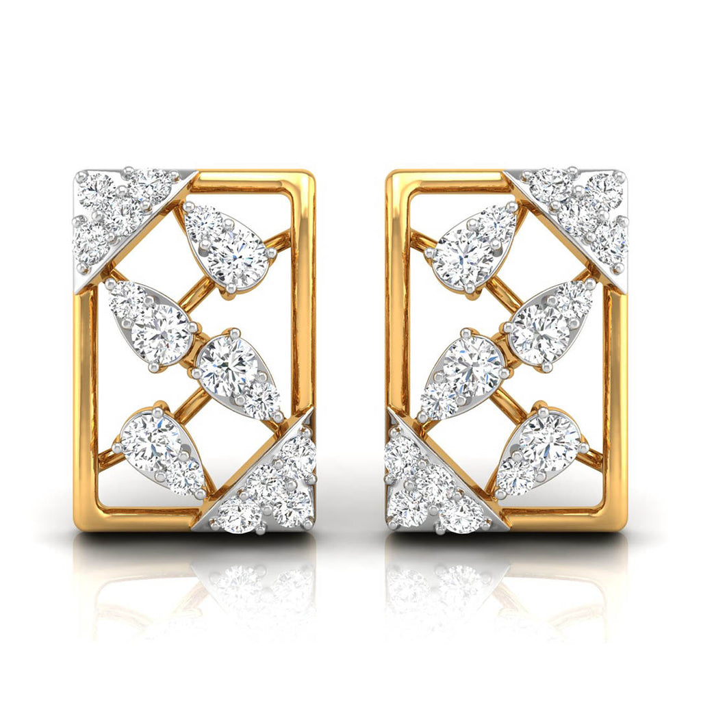 Daily Spark Deco Square Diamond Stud Earrings