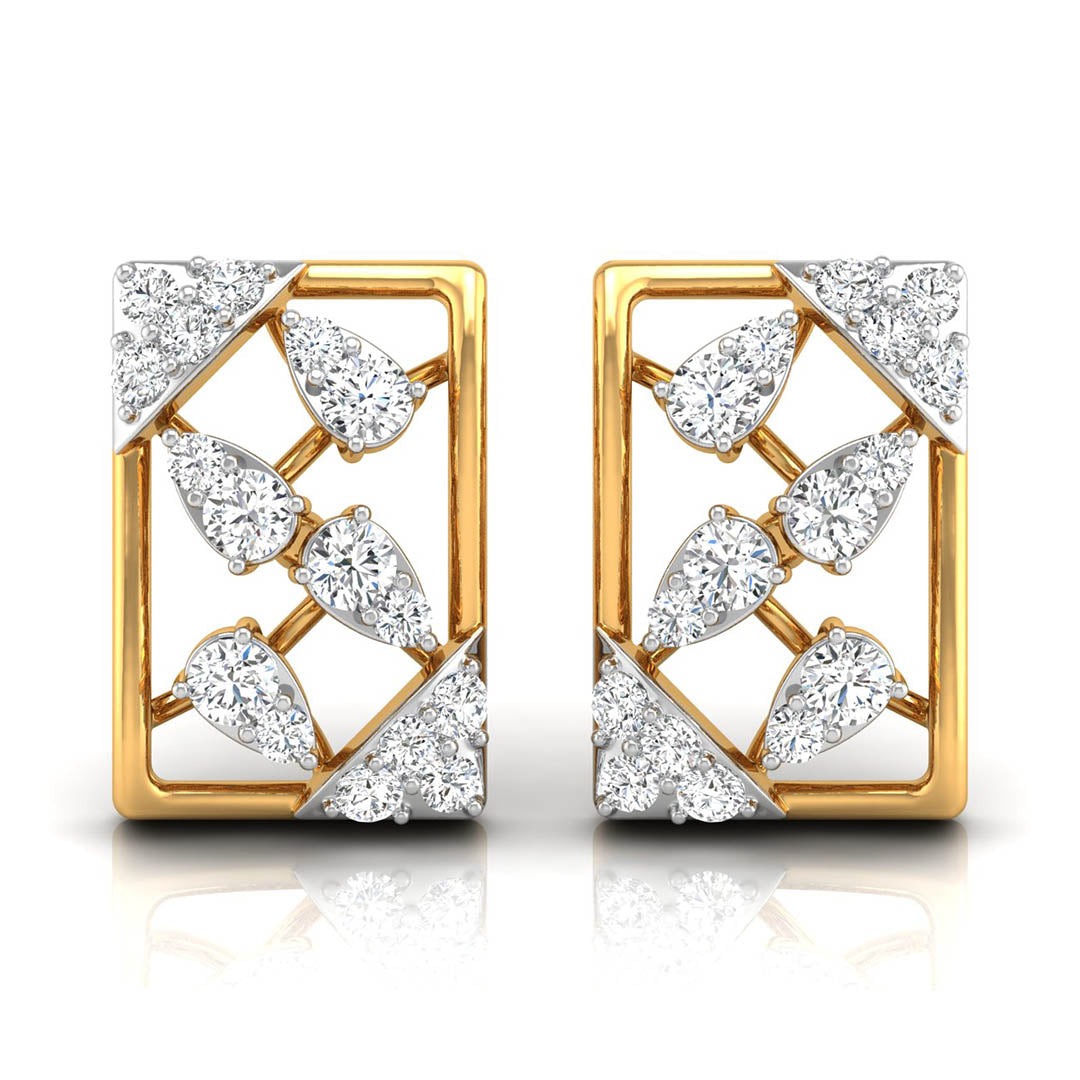 Daily Spark Deco Square Diamond Stud Earrings