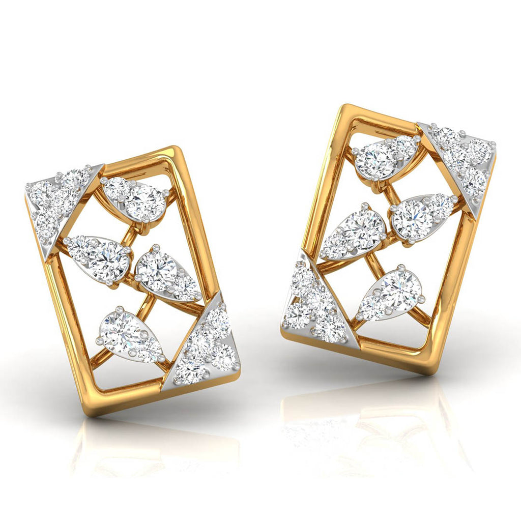 Daily Spark Deco Square Diamond Stud Earrings