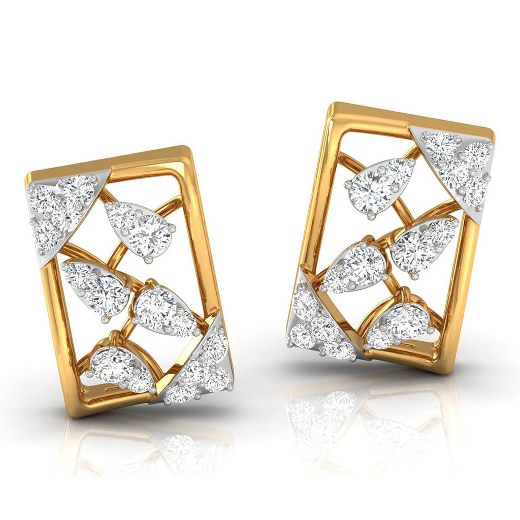 Daily Spark Deco Square Diamond Stud Earrings
