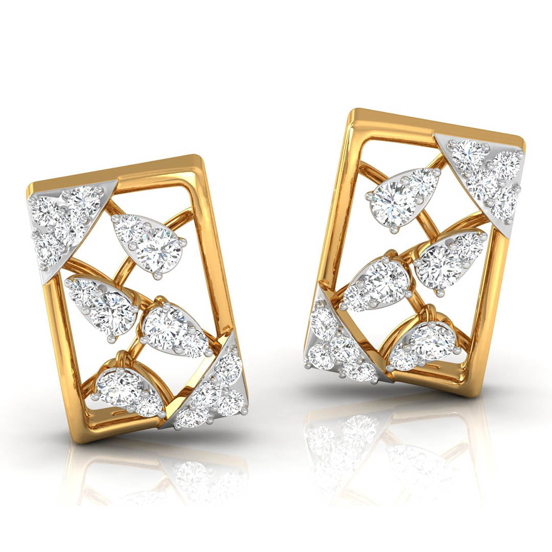 Daily Spark Deco Square Diamond Stud Earrings