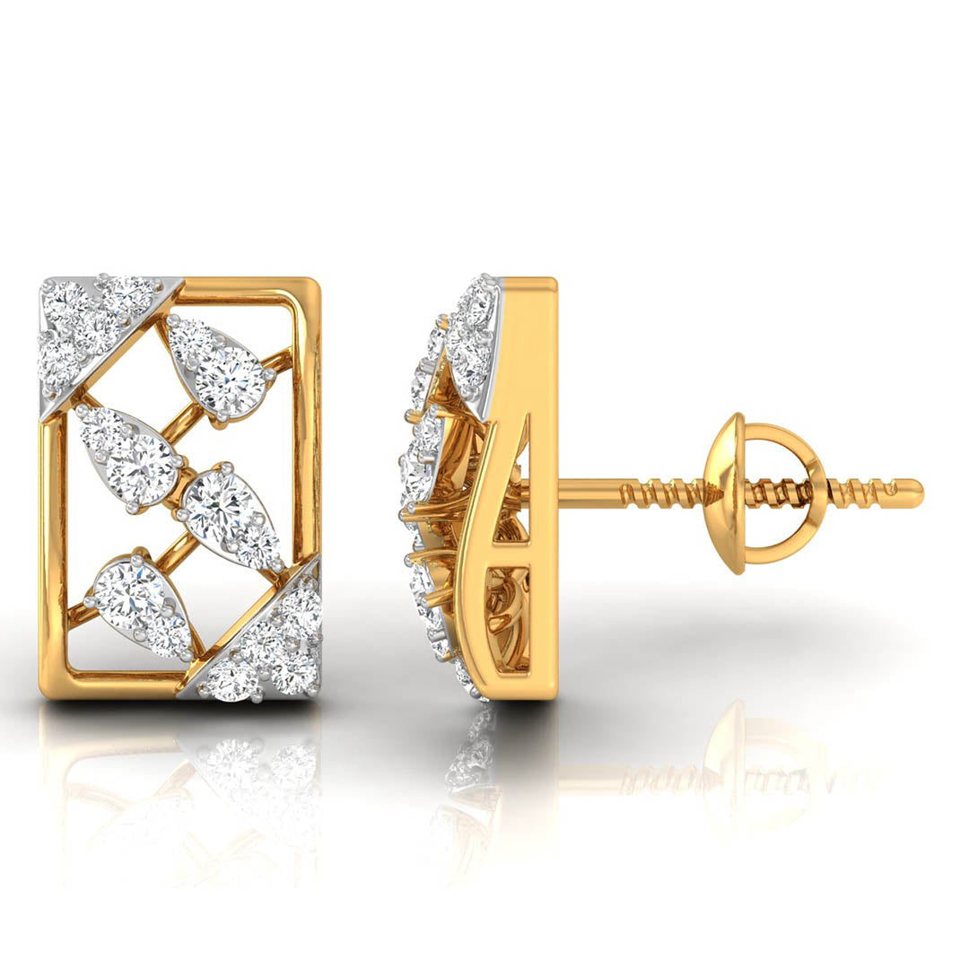 Daily Spark Deco Square Diamond Stud Earrings