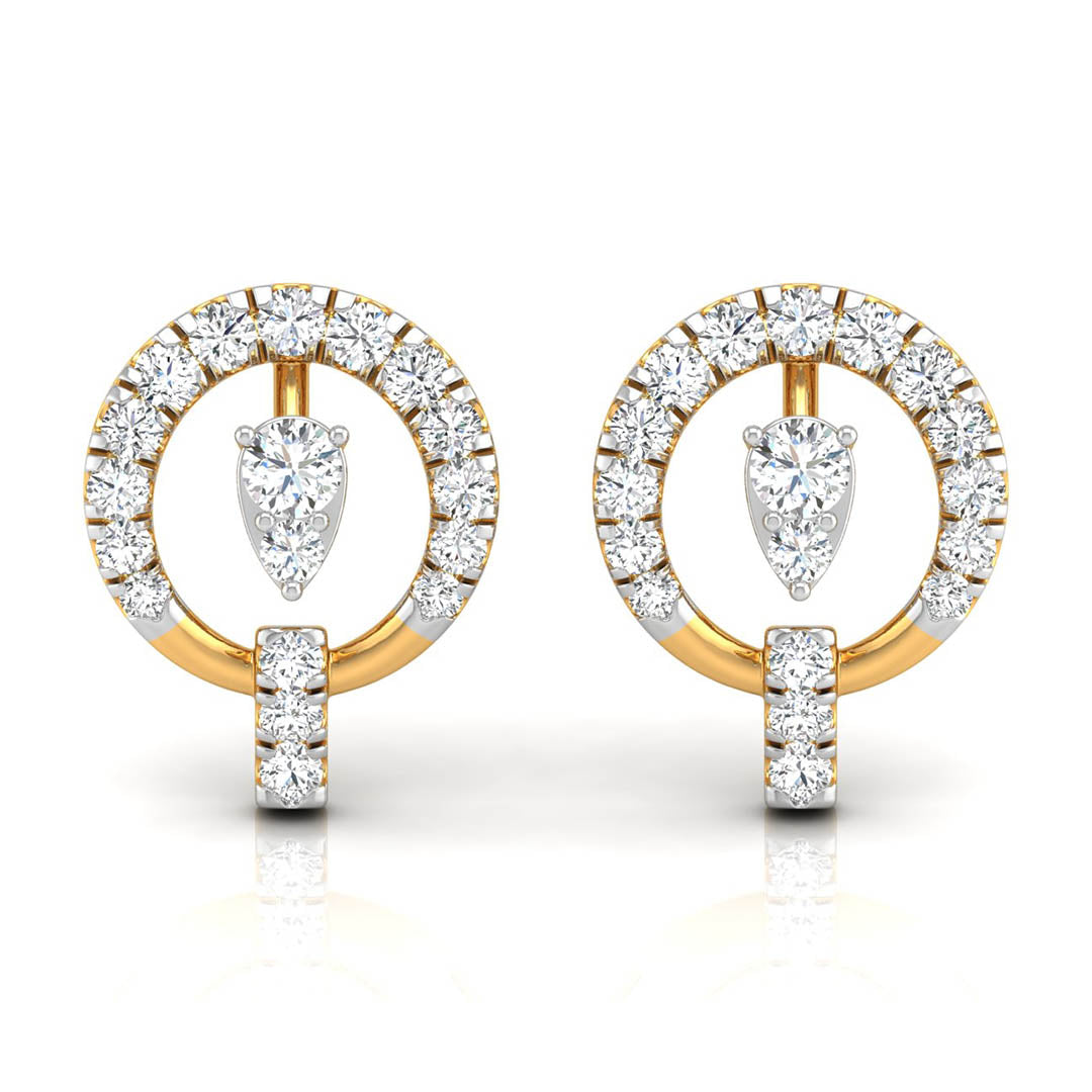 Daily Spark Circle Drop Diamond Stud Earrings