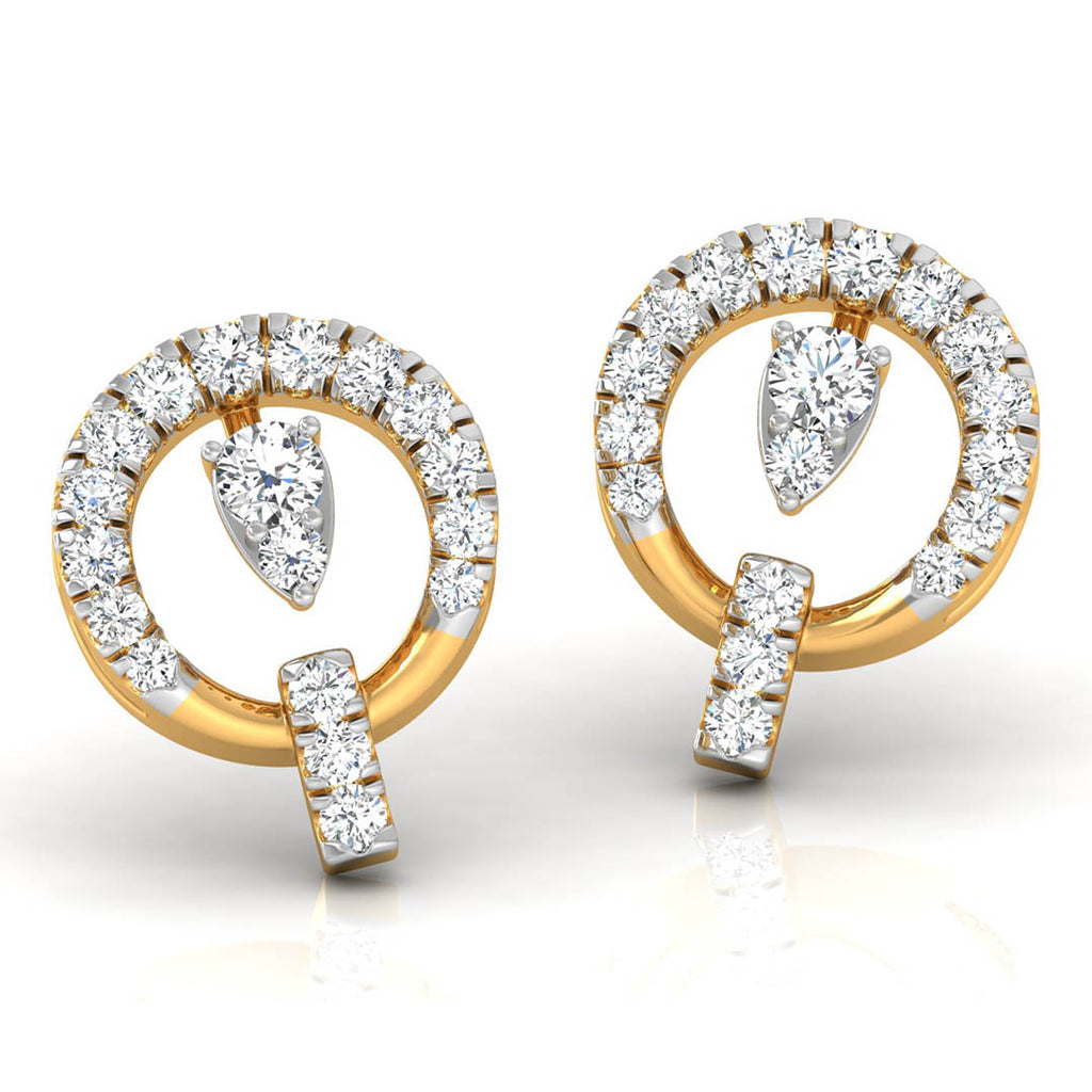 Daily Spark Circle Drop Diamond Stud Earrings