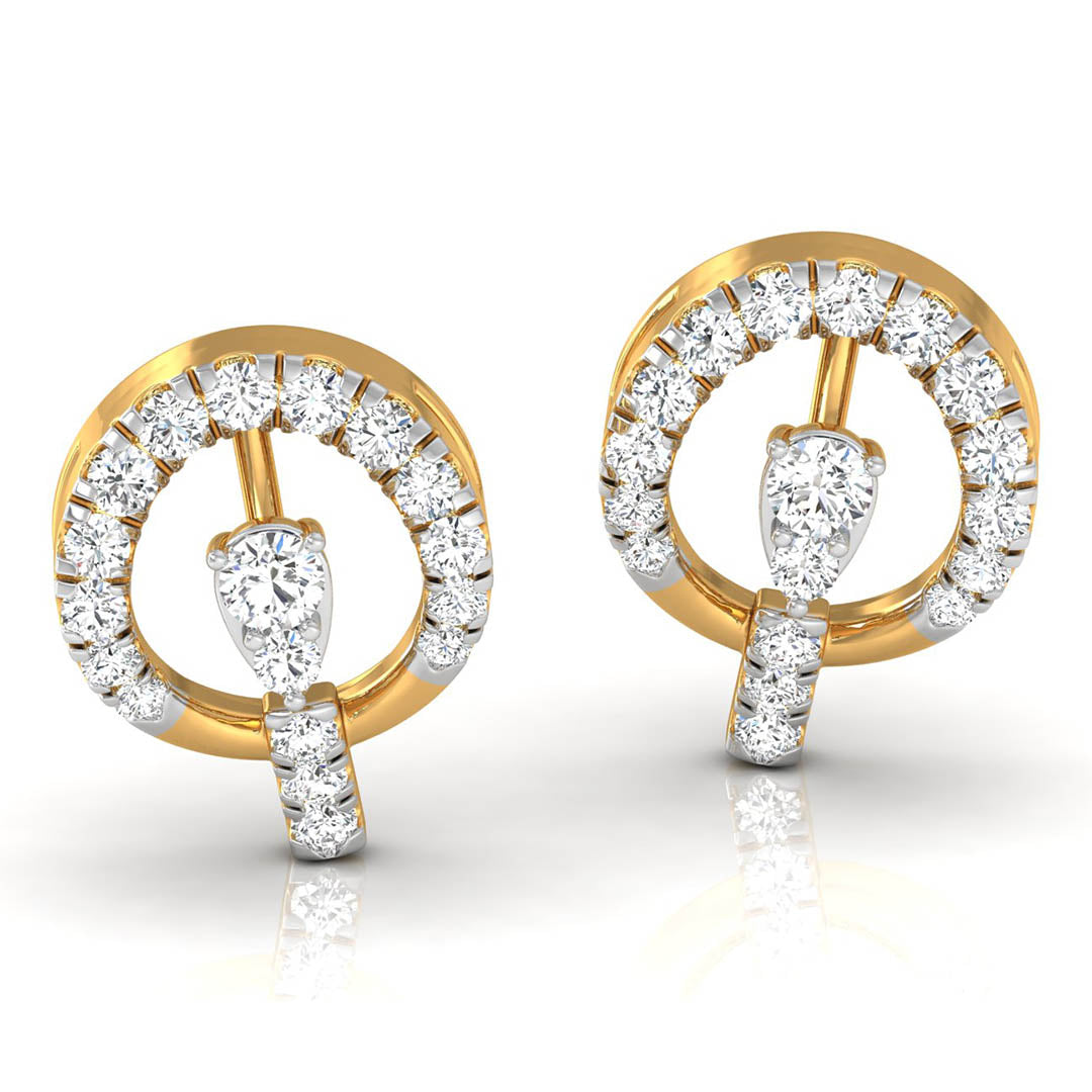 Daily Spark Circle Drop Diamond Stud Earrings