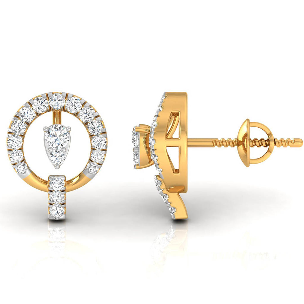 Daily Spark Circle Drop Diamond Stud Earrings
