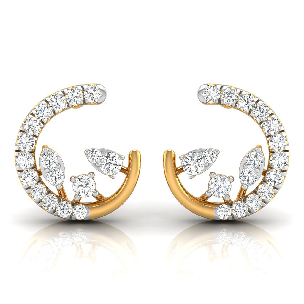 Daily Spark Crescent Bloom Diamond Stud Earrings