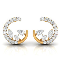 Daily Spark Crescent Bloom Diamond Stud Earrings