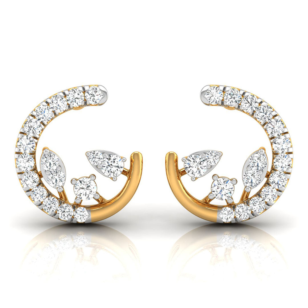 Daily Spark Crescent Bloom Diamond Stud Earrings