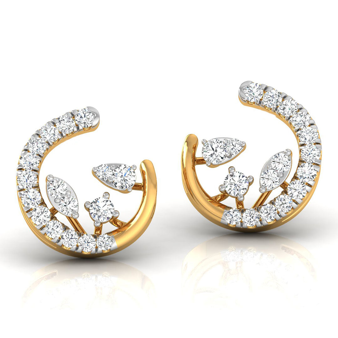 Daily Spark Crescent Bloom Diamond Stud Earrings
