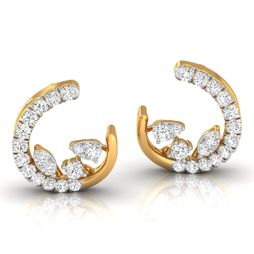 Daily Spark Crescent Bloom Diamond Stud Earrings