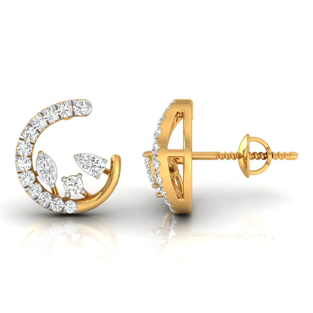 Daily Spark Crescent Bloom Diamond Stud Earrings