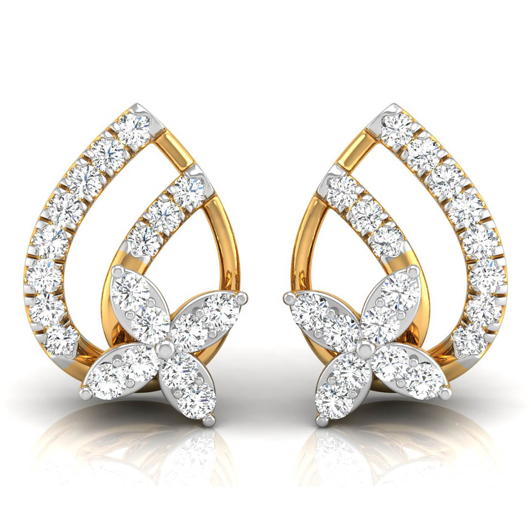 Daily Spark Lotus Petal Diamond Stud Earrings