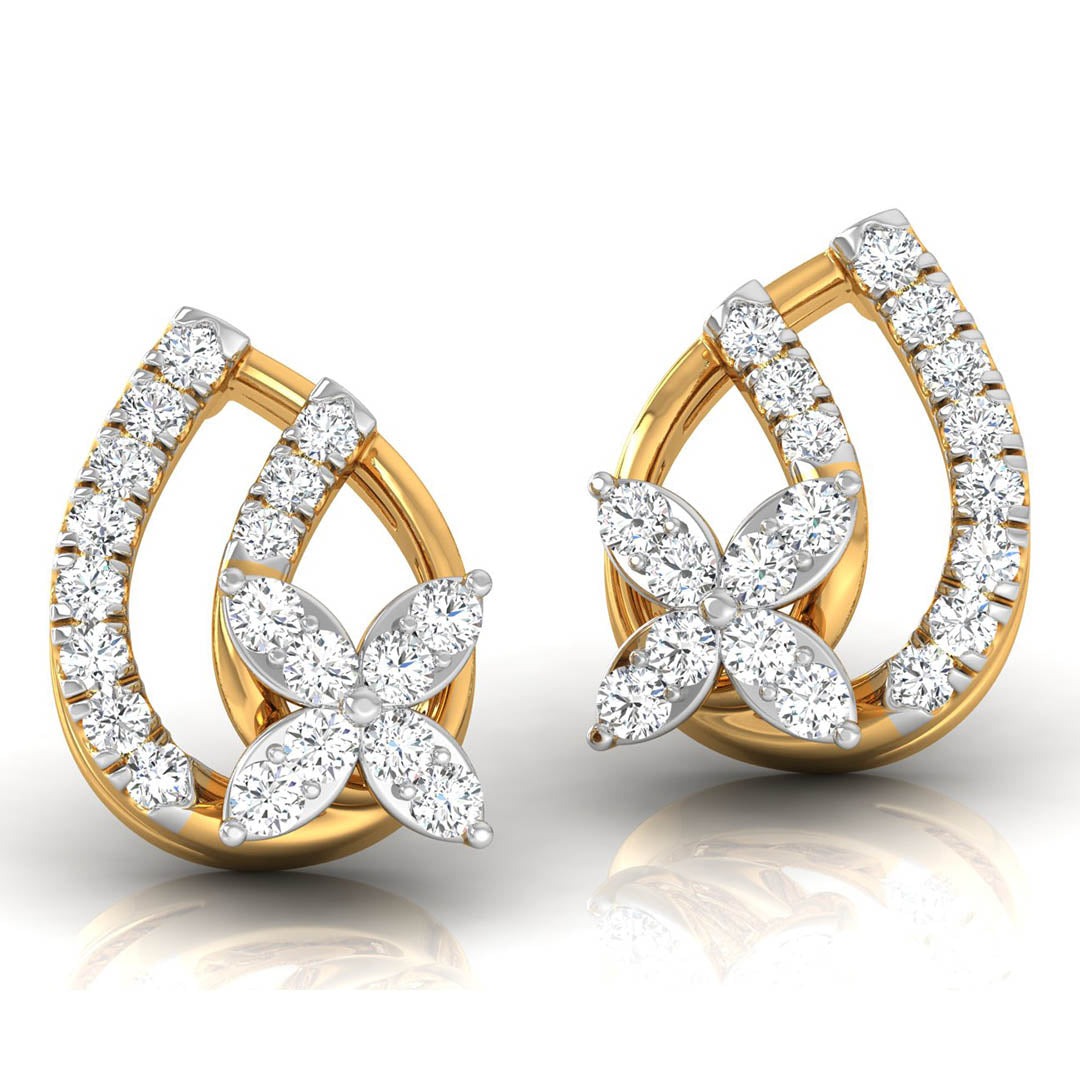 Daily Spark Lotus Petal Diamond Stud Earrings