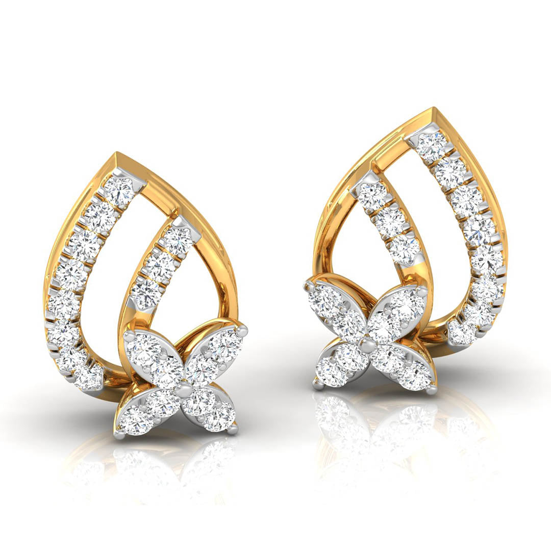 Daily Spark Lotus Petal Diamond Stud Earrings