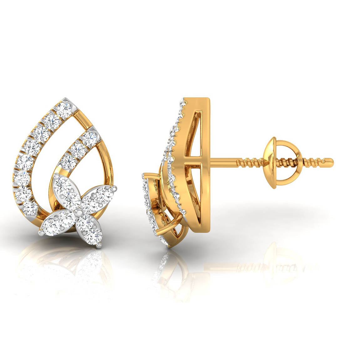 Daily Spark Lotus Petal Diamond Stud Earrings