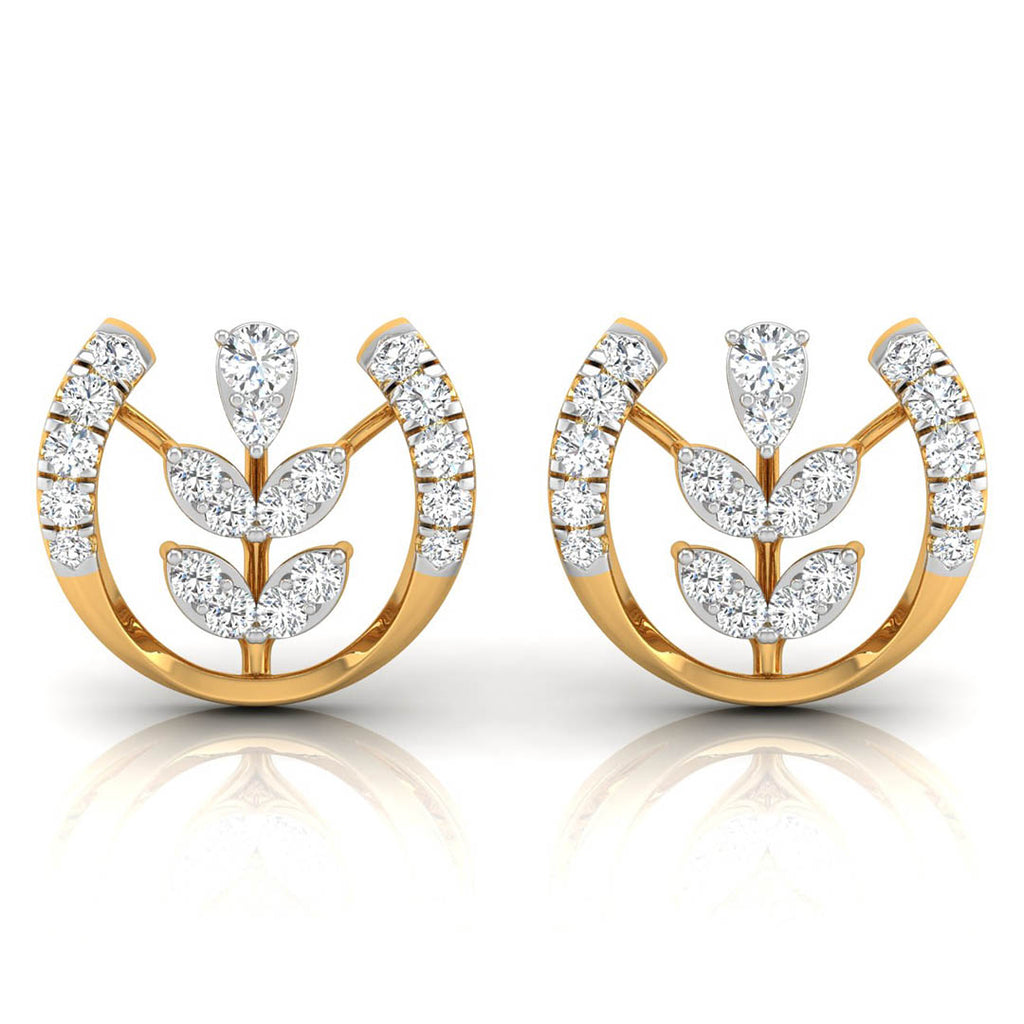 Daily Spark Horseshoe Bloom Diamond Stud Earrings