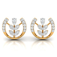 Daily Spark Horseshoe Bloom Diamond Stud Earrings