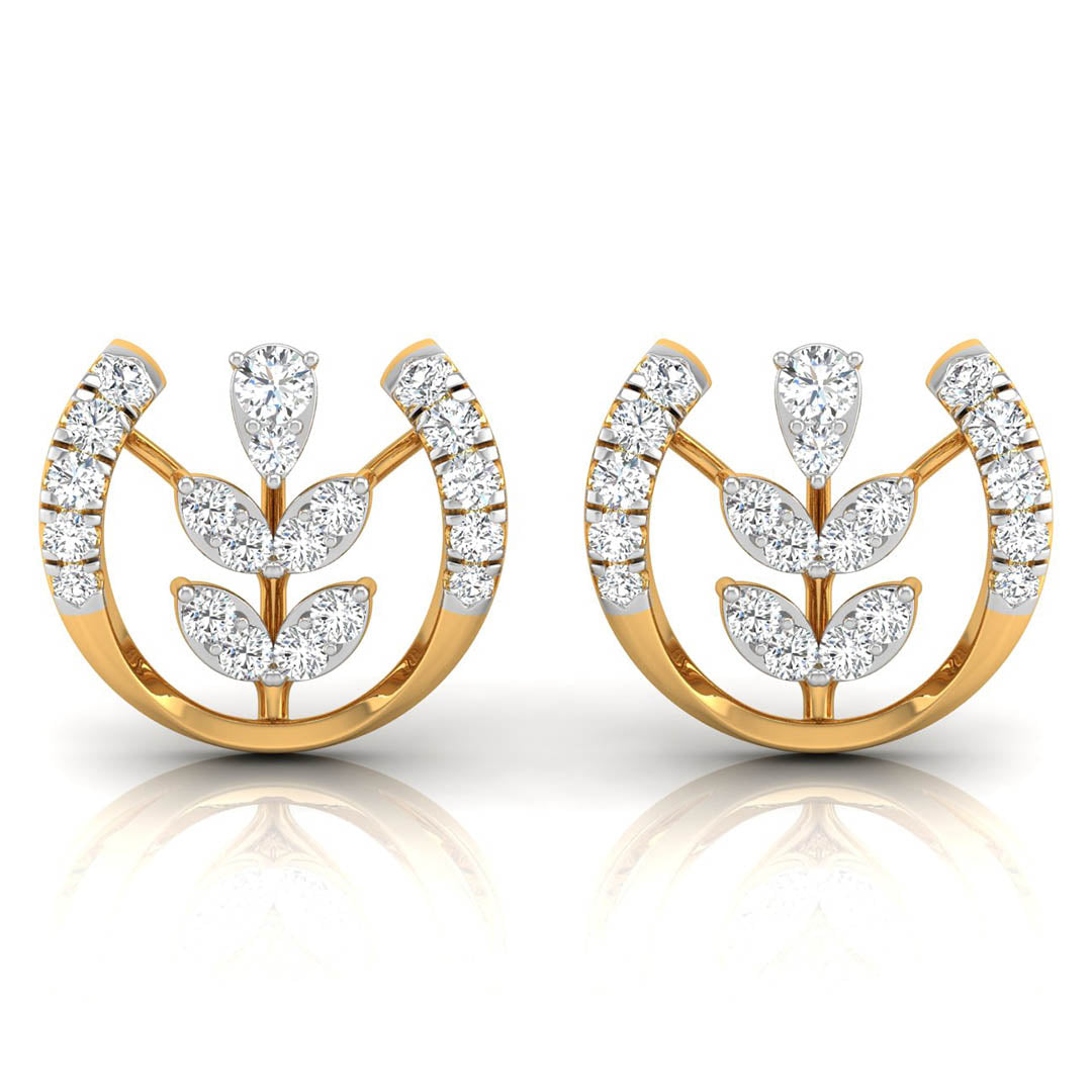 Daily Spark Horseshoe Bloom Diamond Stud Earrings
