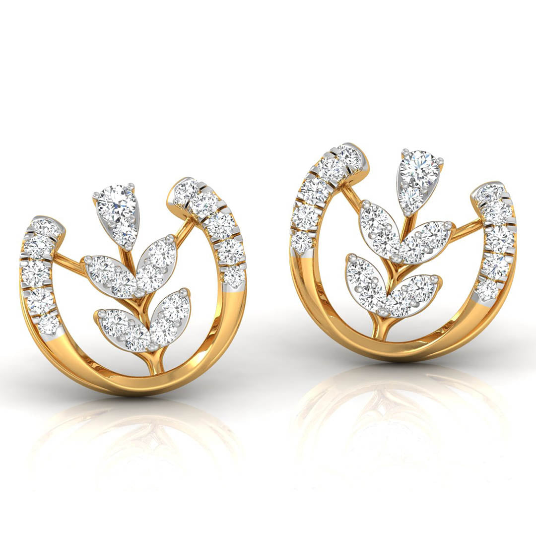 Daily Spark Horseshoe Bloom Diamond Stud Earrings