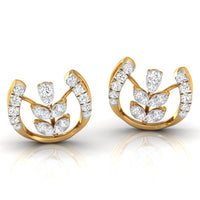 Daily Spark Horseshoe Bloom Diamond Stud Earrings