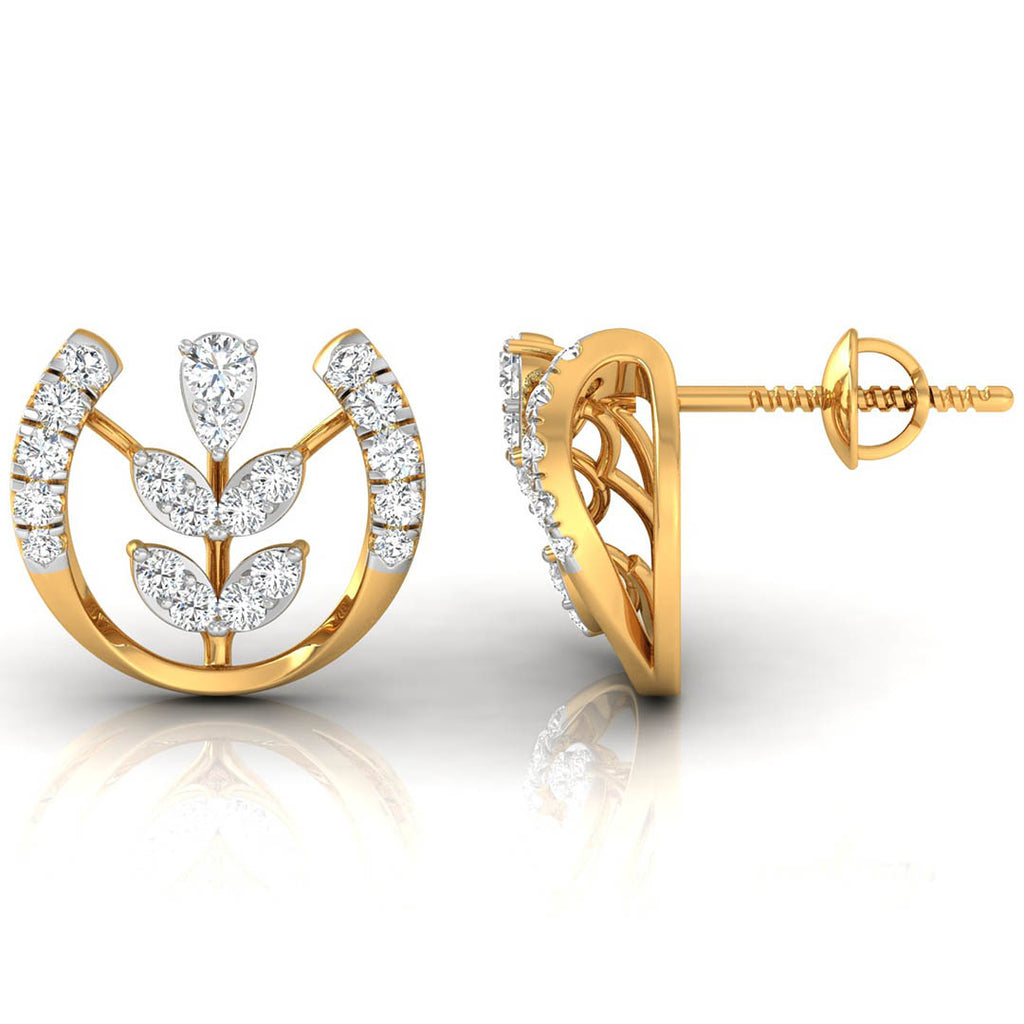 Daily Spark Horseshoe Bloom Diamond Stud Earrings
