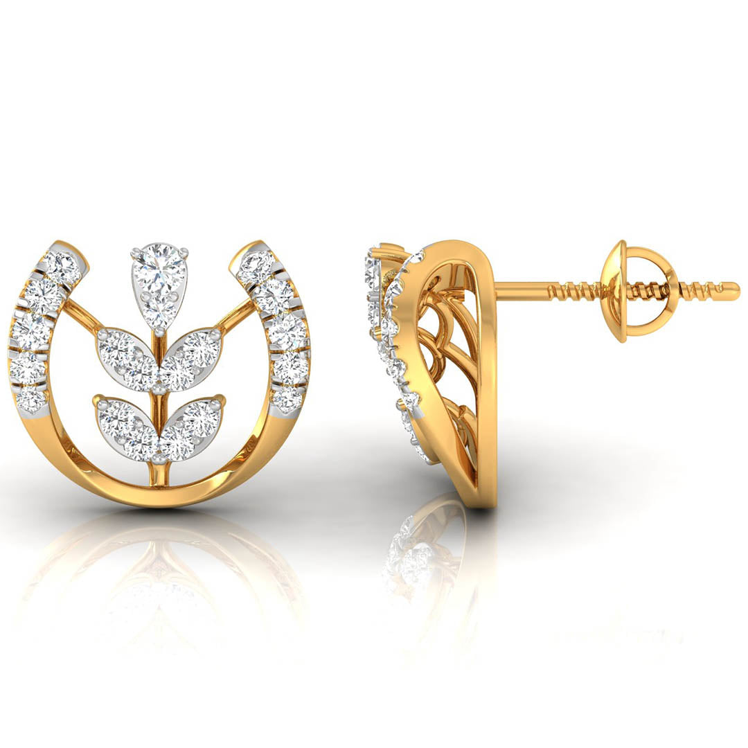 Daily Spark Horseshoe Bloom Diamond Stud Earrings