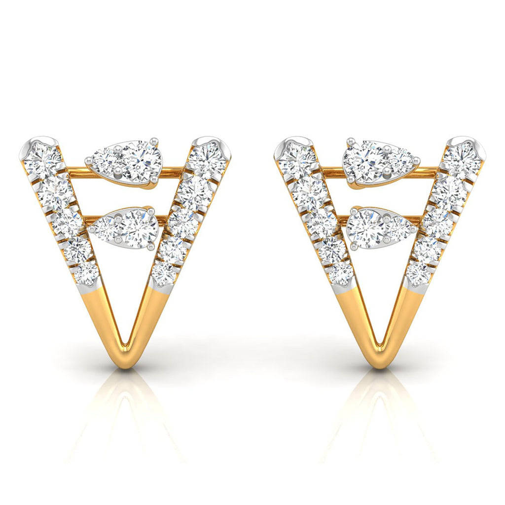 Daily Spark Twin Chevron Diamond Stud Earrings