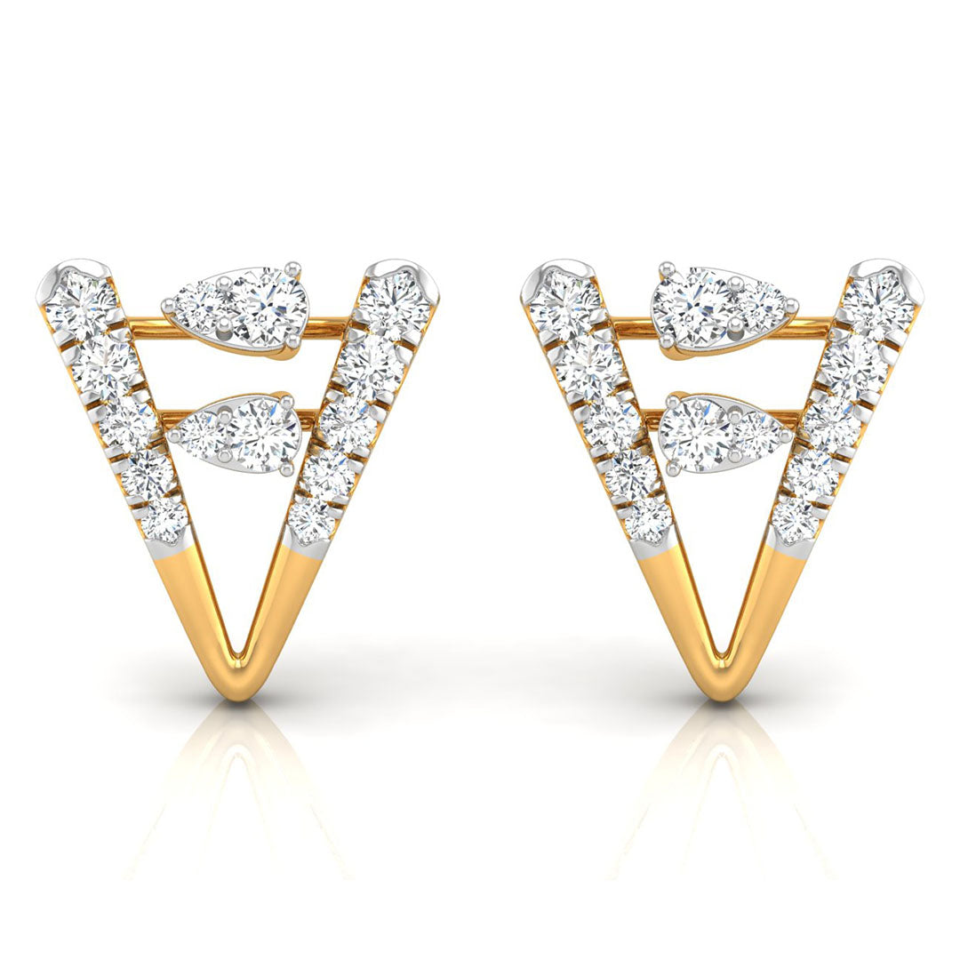 Daily Spark Twin Chevron Diamond Stud Earrings