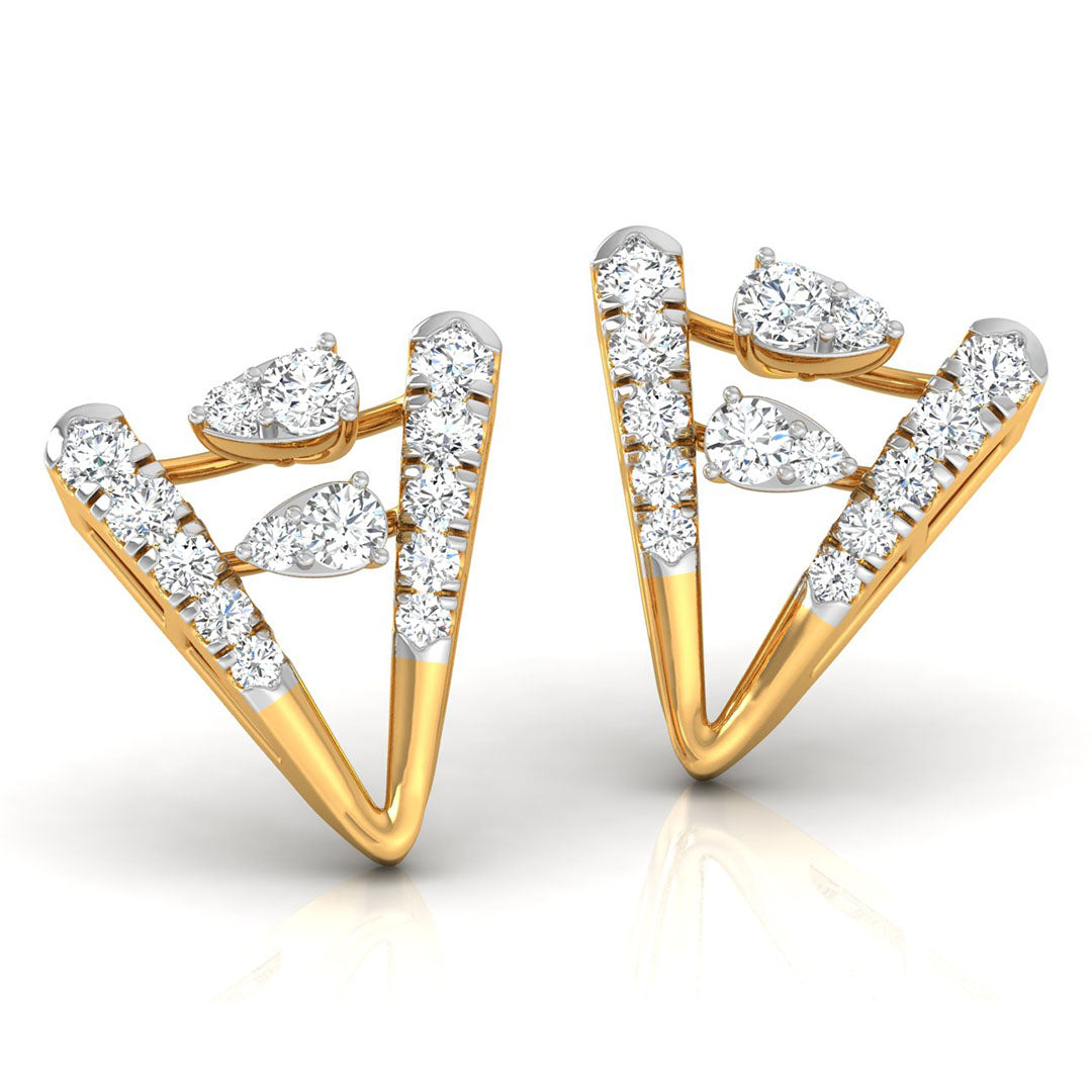 Daily Spark Twin Chevron Diamond Stud Earrings