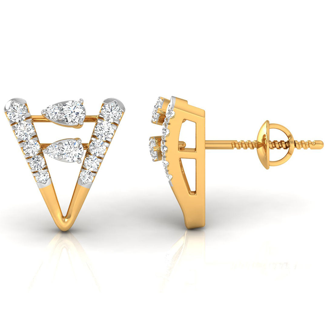 Daily Spark Twin Chevron Diamond Stud Earrings