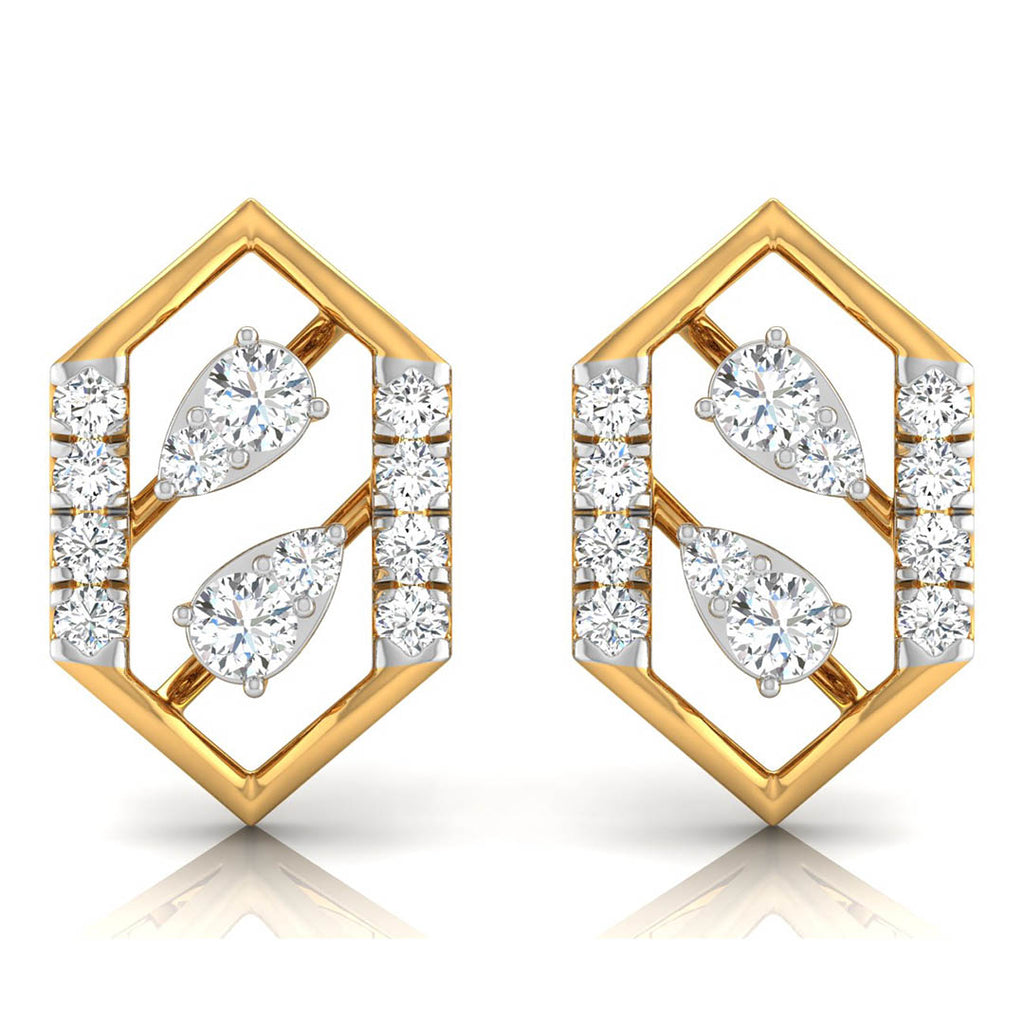 Daily Spark Hex Deco Bar Diamond Stud Earrings