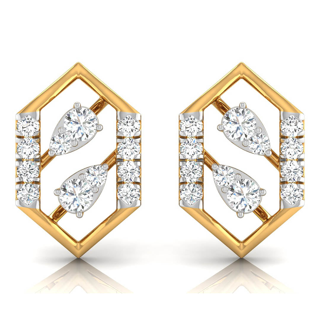 Daily Spark Hex Deco Bar Diamond Stud Earrings