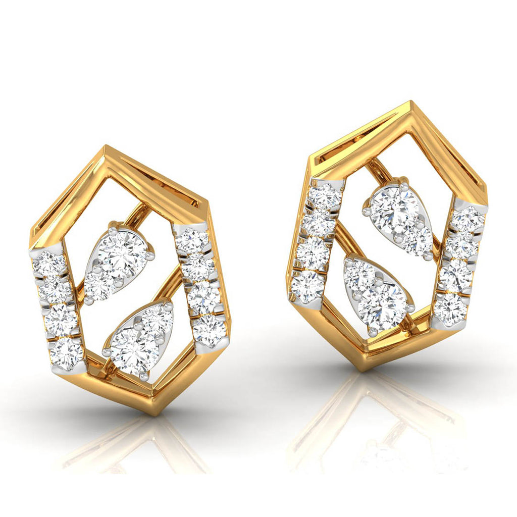 Daily Spark Hex Deco Bar Diamond Stud Earrings