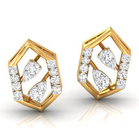 Daily Spark Hex Deco Bar Diamond Stud Earrings