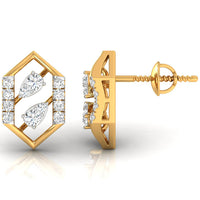 Daily Spark Hex Deco Bar Diamond Stud Earrings
