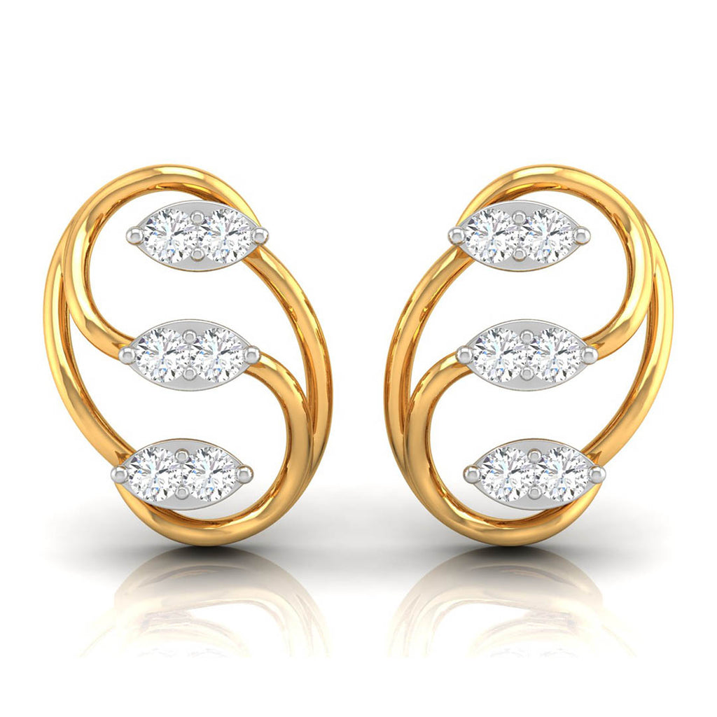 Daily Spark Swirl Leaf Diamond Stud Earrings