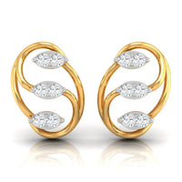 Daily Spark Swirl Leaf Diamond Stud Earrings