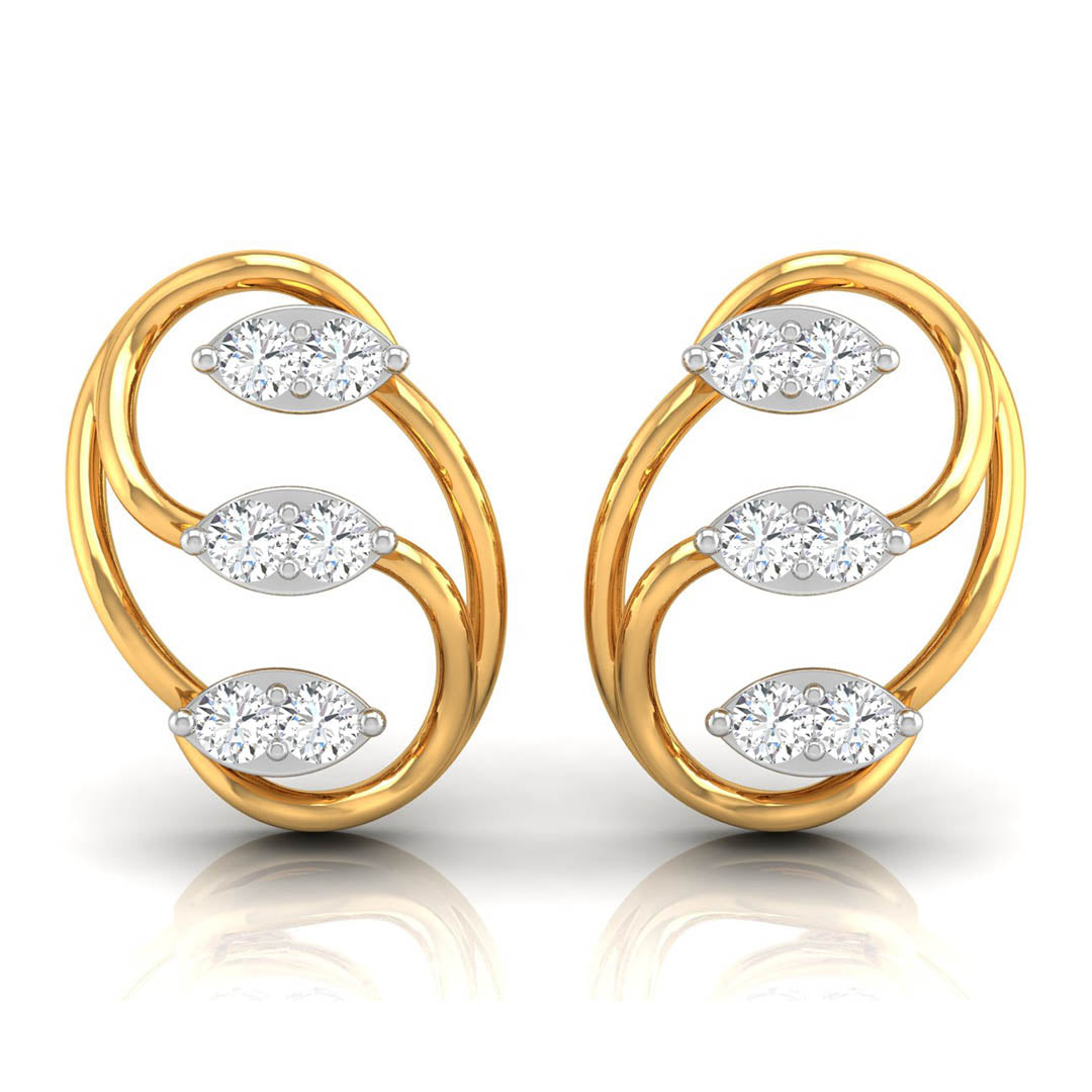 Daily Spark Swirl Leaf Diamond Stud Earrings