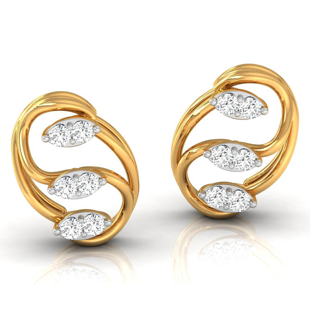 Daily Spark Swirl Leaf Diamond Stud Earrings