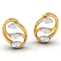 Daily Spark Swirl Leaf Diamond Stud Earrings