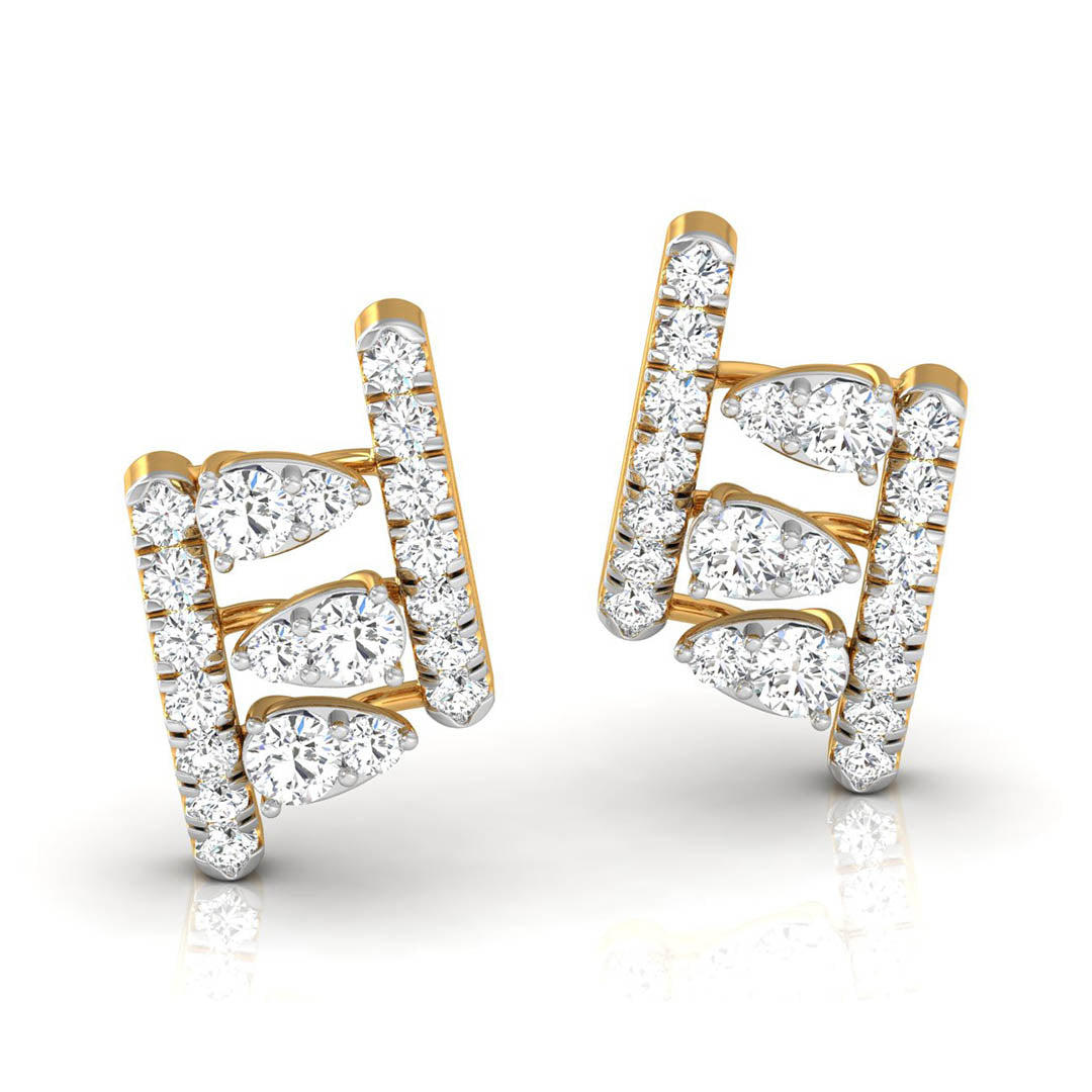 Daily Spark Deco Ladder Diamond Stud Earrings