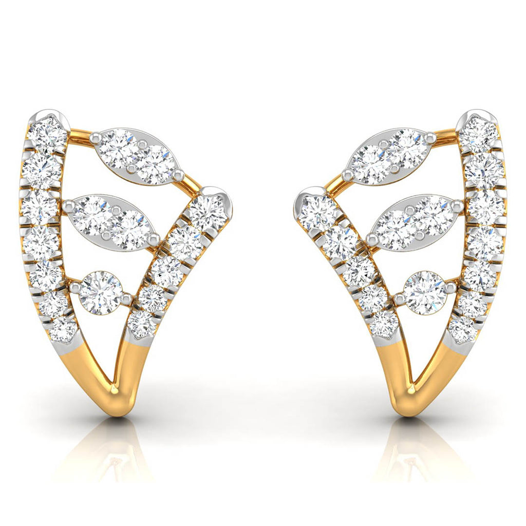Daily Spark Leaf Chevron Diamond Stud Earrings
