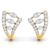 Daily Spark Leaf Chevron Diamond Stud Earrings