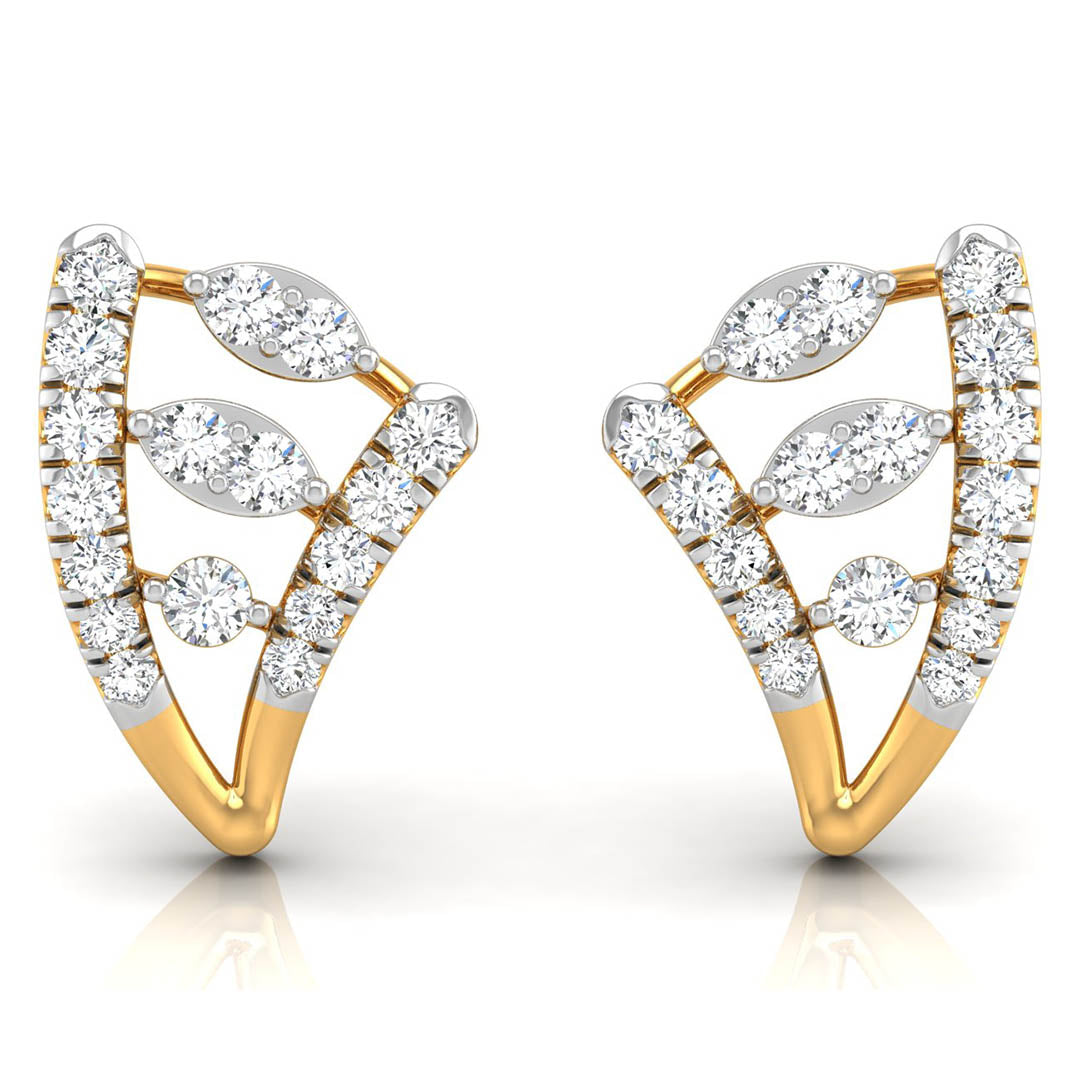 Daily Spark Leaf Chevron Diamond Stud Earrings