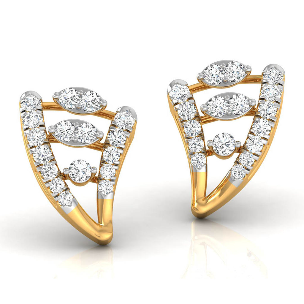 Daily Spark Leaf Chevron Diamond Stud Earrings