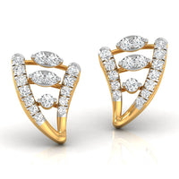 Daily Spark Leaf Chevron Diamond Stud Earrings