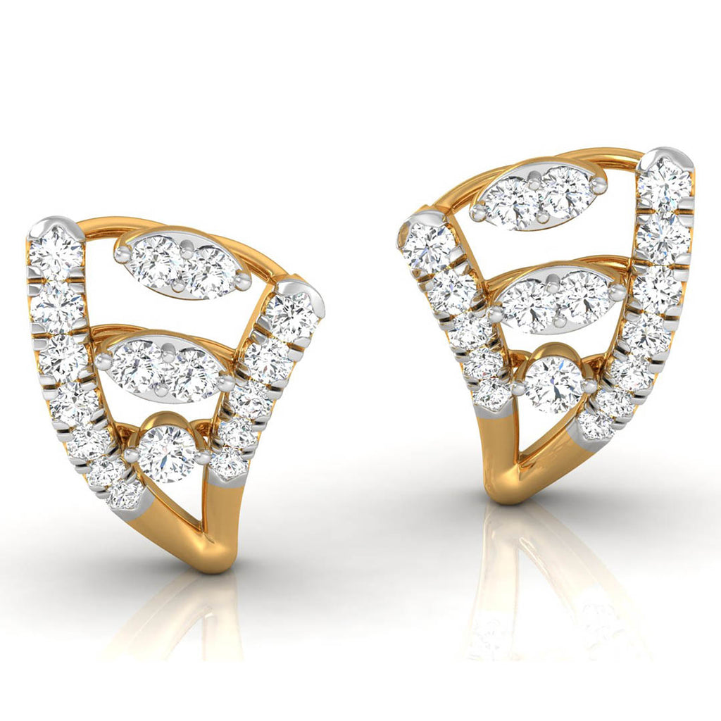 Daily Spark Leaf Chevron Diamond Stud Earrings