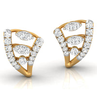 Daily Spark Leaf Chevron Diamond Stud Earrings